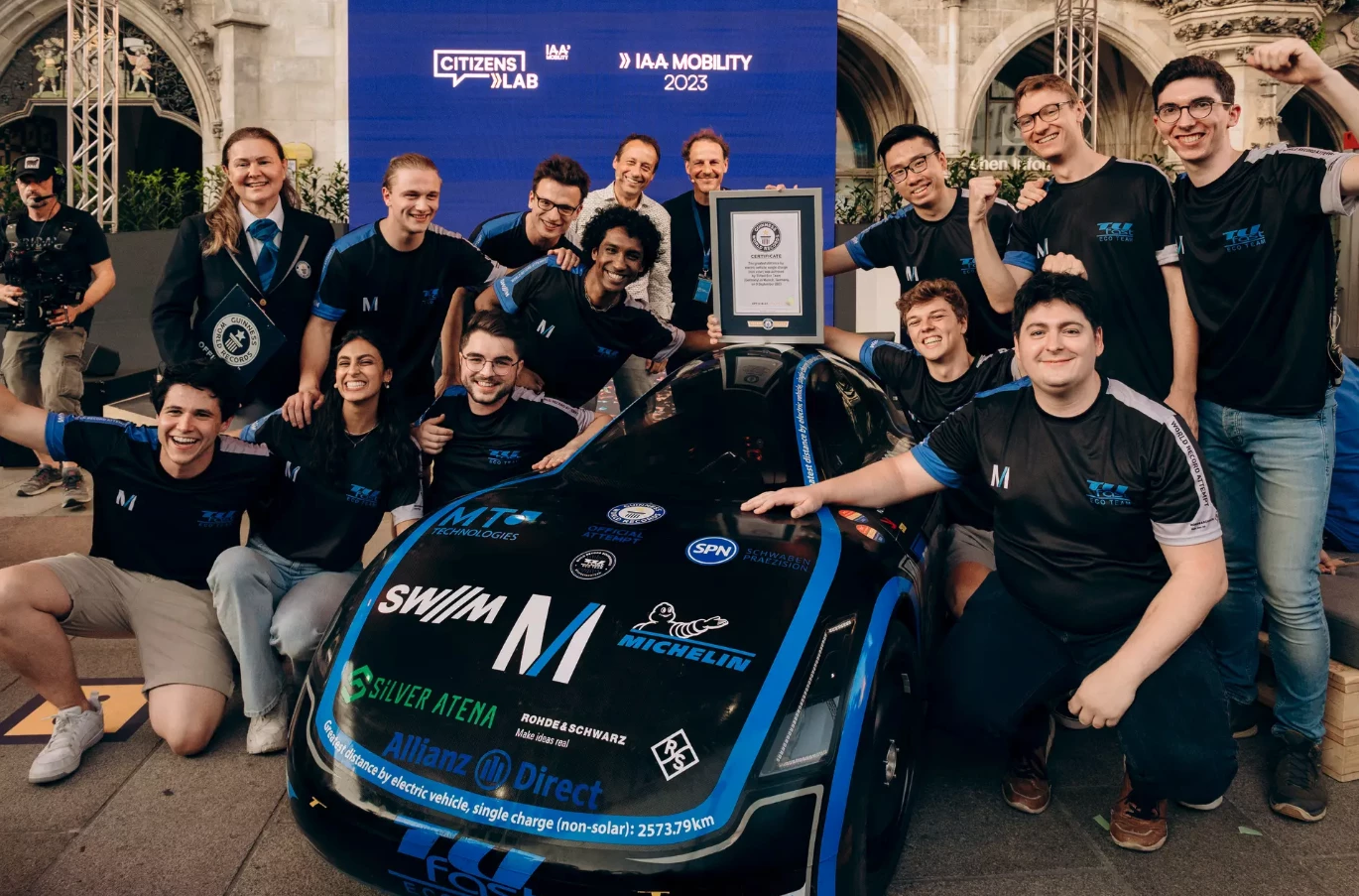 The TUfast Eco team celebrates its Guinness world record
