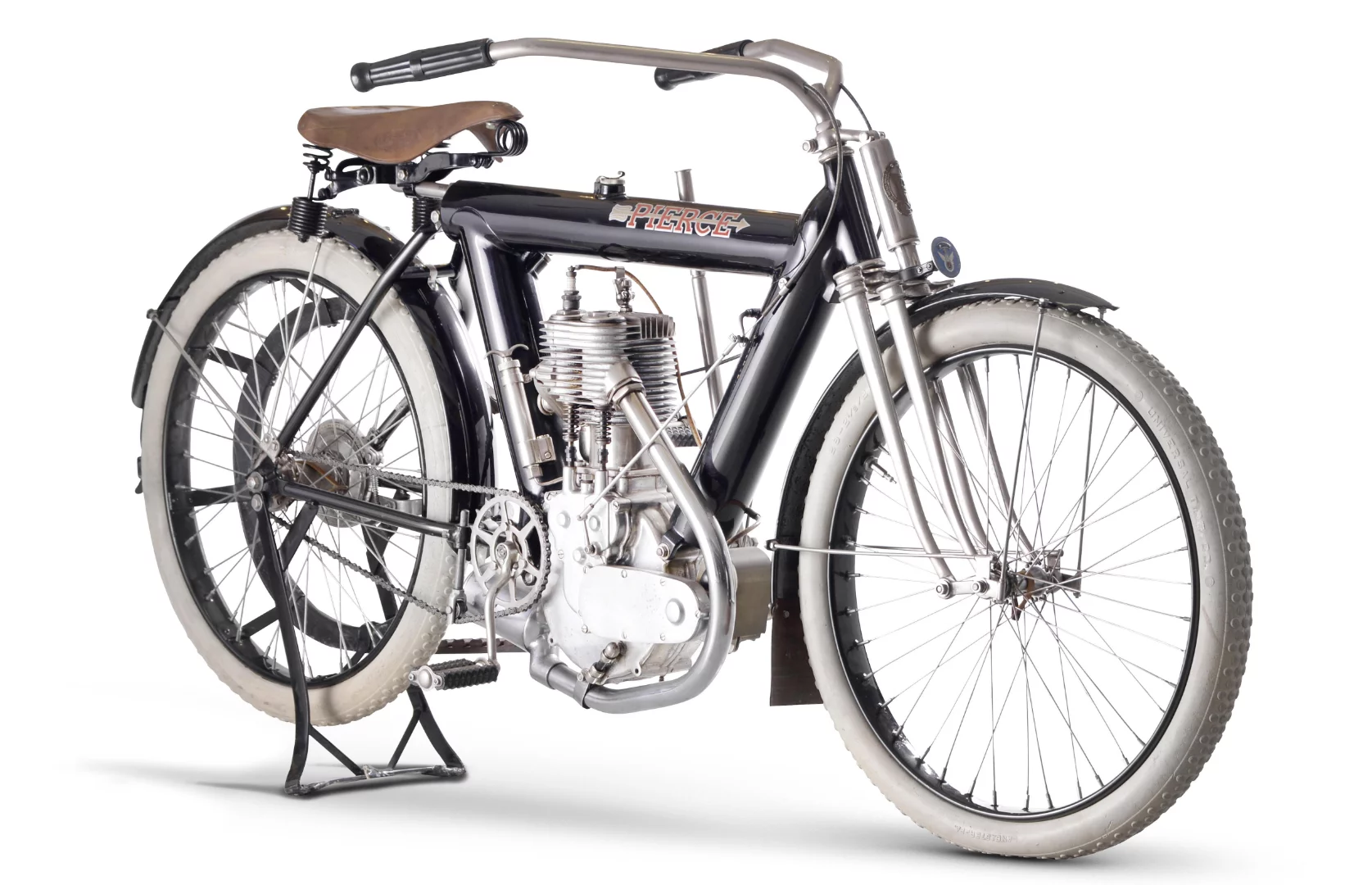 £36,800 ($56,818) - 1912 Pierce 592cc SingleLot 25 at Bonhams Lonatti Collection held on 17 October, 2015Estimate: £30,000 - 40,000 ($45,000 - $60,000)