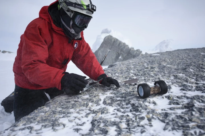 Puffer during field testing in the snow at Antarctica's Mt Erebus