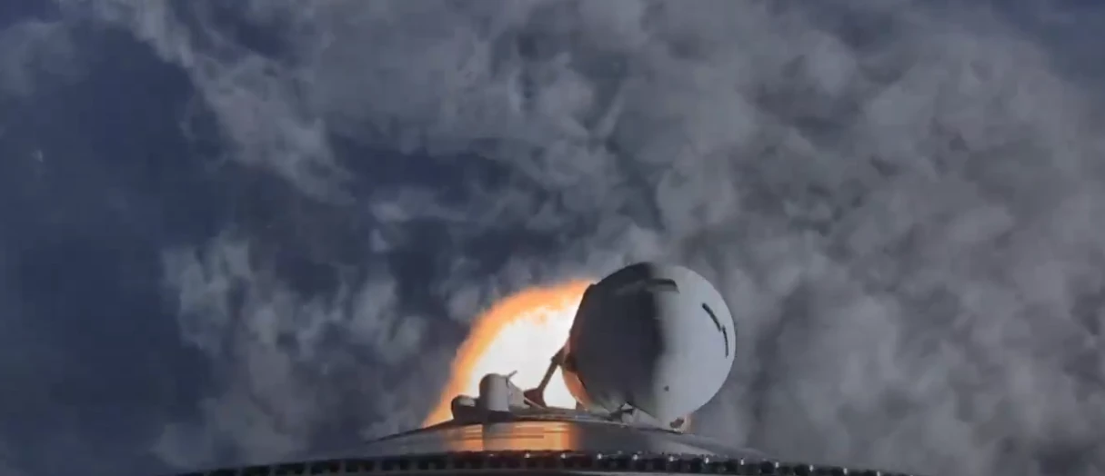 One of the strap on boosters in action
