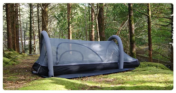 The Crua Modus is a tent at heart, using a set of inflatable poles to become a rectangular shelter for one