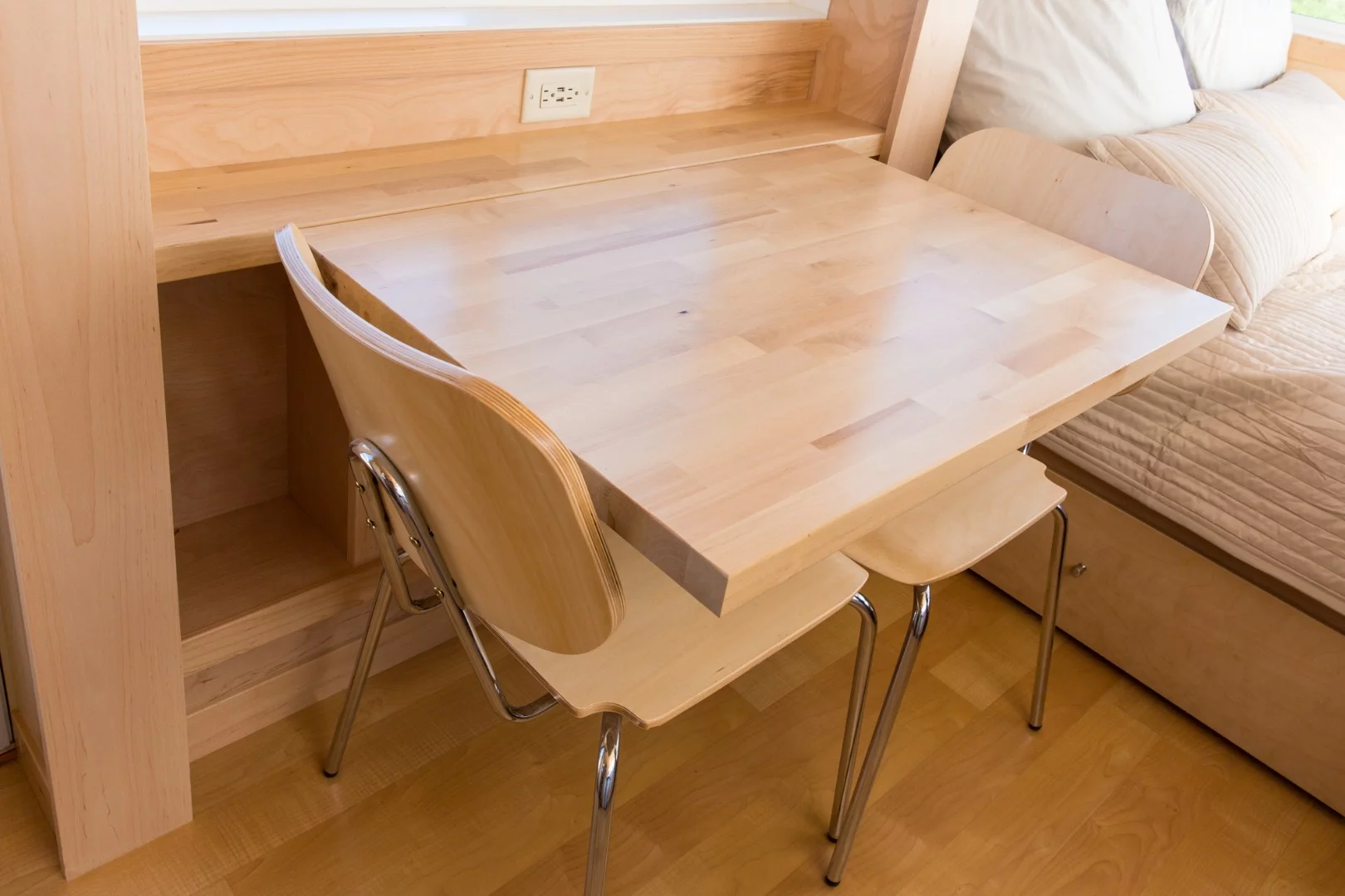 The fold-down butcher block dining table