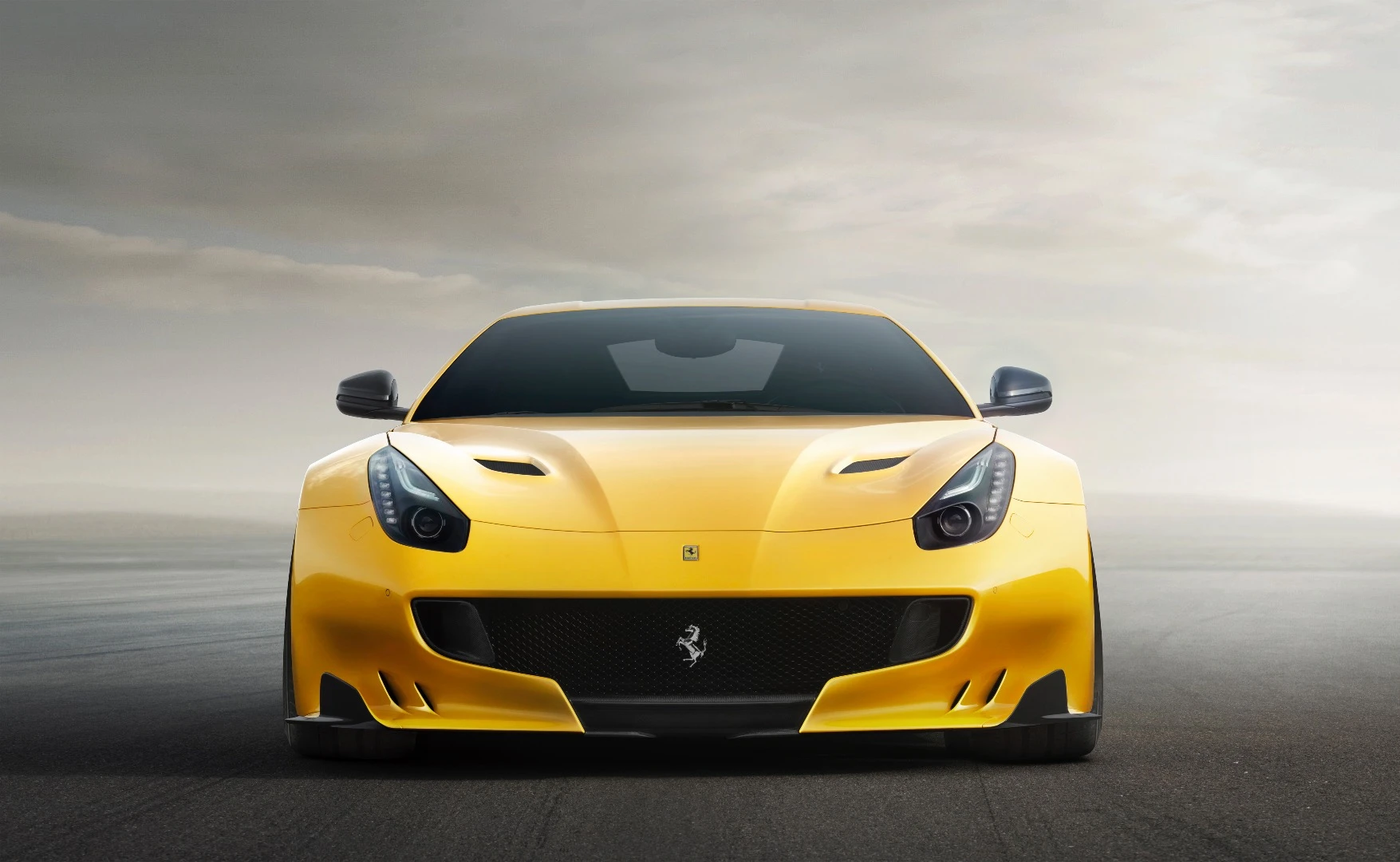 The Ferrari F12tdf sits on widened tracks