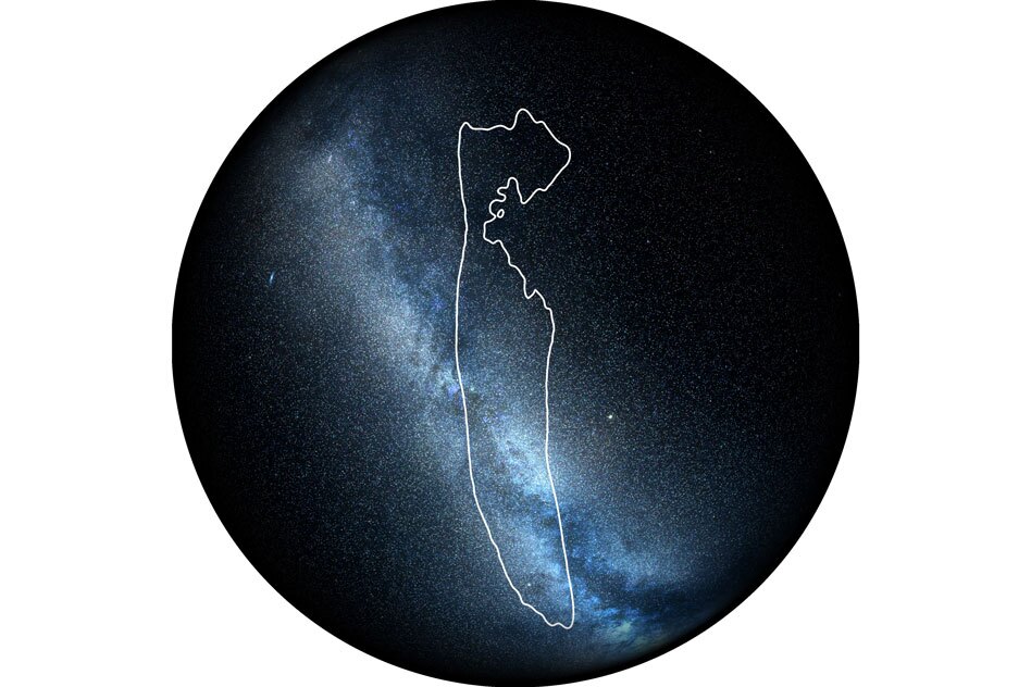 A map of the area where the suspected collision between a neutron star and a black hole occurred, equal to about 3 percent of the sky