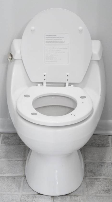 The toilet seat is equipped with an electrocardiogram, ballistocardiogram, and a photoplethysmogram