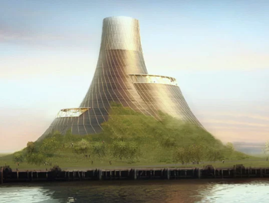 The Teeside Biomass Power Station will 'rise' out of the landscape and will be covered with local grasses