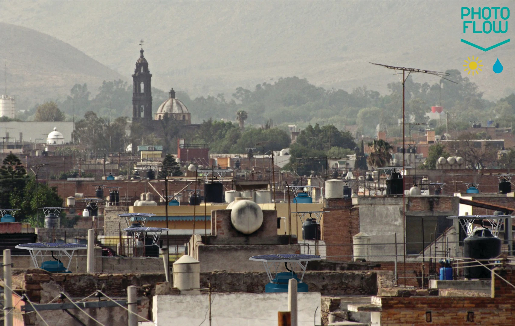 NOS hopes its dual rainwater collection/solar power station could one day adorn rooftops around the globe