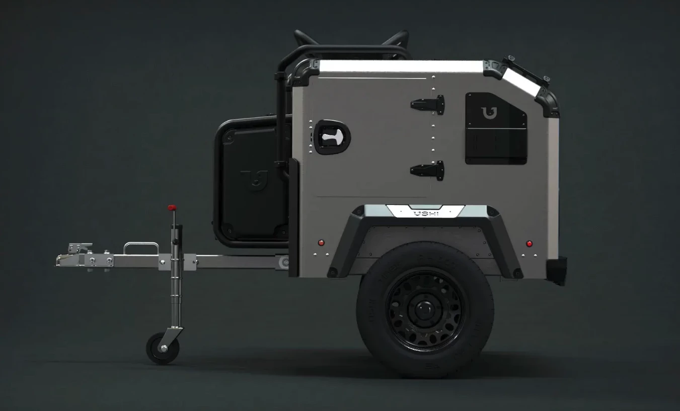 Ushi supports campers and adventures with a towable gear box that can load with essentials, making launching a new trip as easy as hitching up and driving off