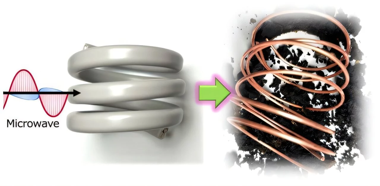 An example of the electrical wire before and after treatment with the new microwave-based technique