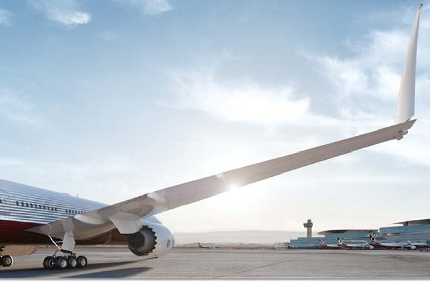 The Boeing 777X has a folding wingtip design for access to airport gates