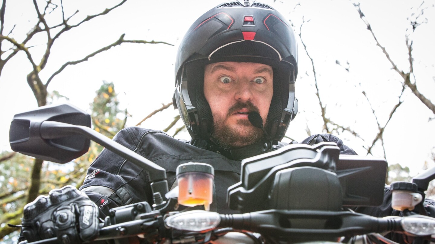 Loz battles his initial fear starting up the KTM 1290 Super Duke R