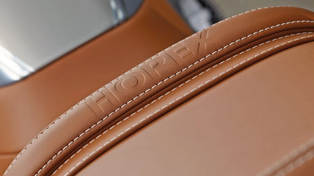 The Horex logo is extensively applied all over the VR6 Silver Edition, including the seat embossing