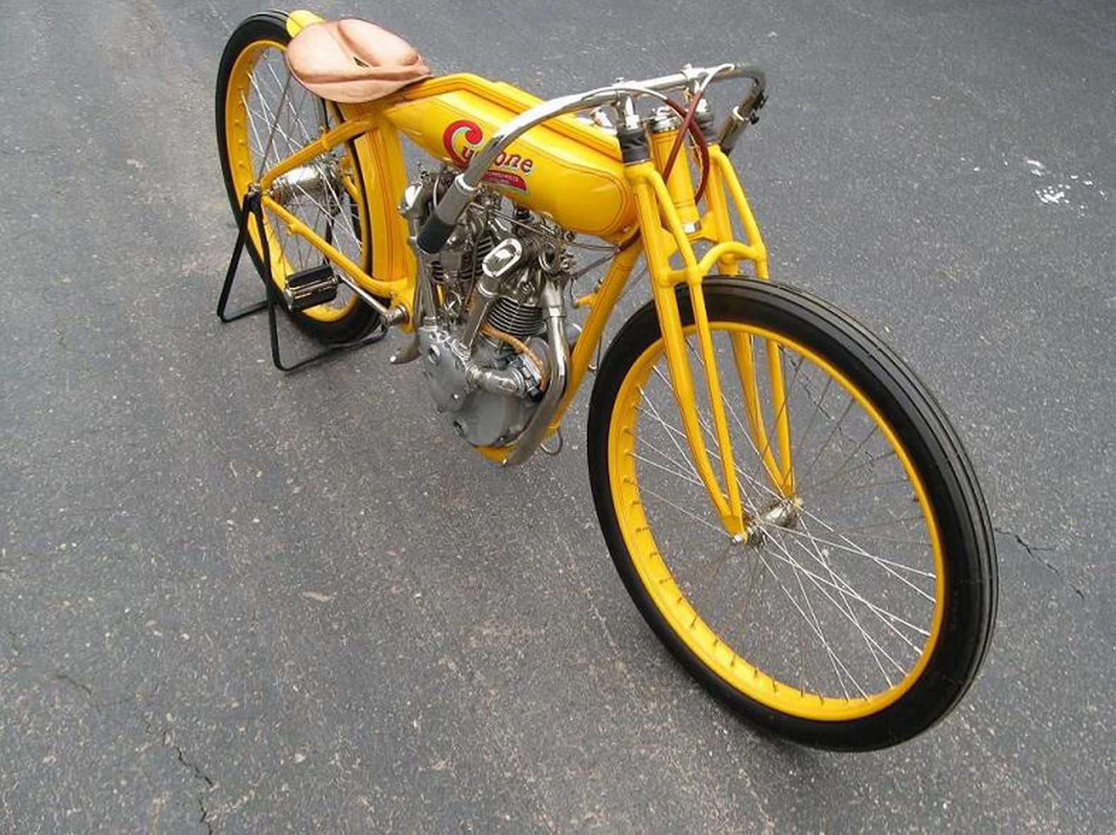 This near identical 1915 Cyclone Board Track Racer set a world record or a motorcycle at auction when it sold for US$551,200 at a Mid-America auction in July, 2008