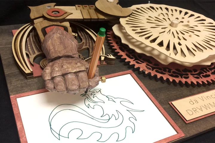 The Drawmaton comes in kit form to assemble yourself, and is hand operated