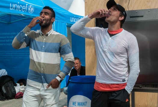 Footballers Mohammed Ali Khan and Tobias Hysén were the first to sample water from the machine during last week's Gothia Cup