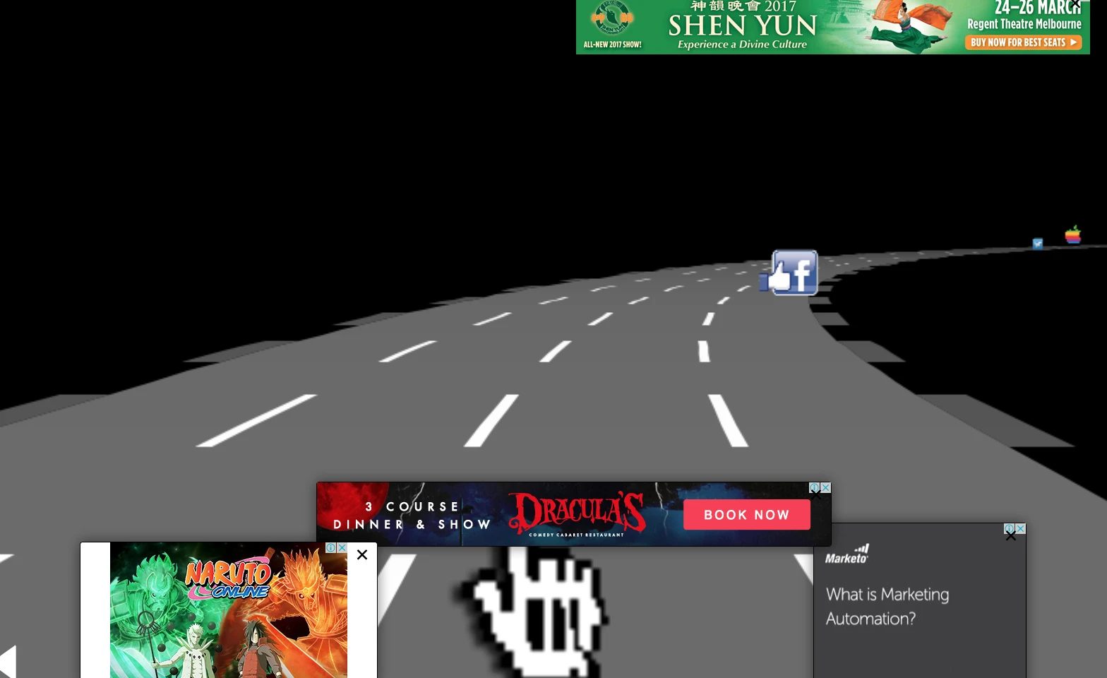 Jonas Lund's most recent piece of net art is The Internet.Express, a web game where you race down the information superhighway and try to avoid corporate logos – if you hit one you get penalized with an advertisement