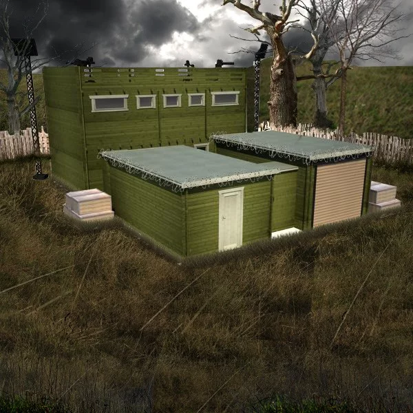 The ZFC-1 comprises a garage, storage room, and a two-story living quarters (Image: Tiger Log Cabins)