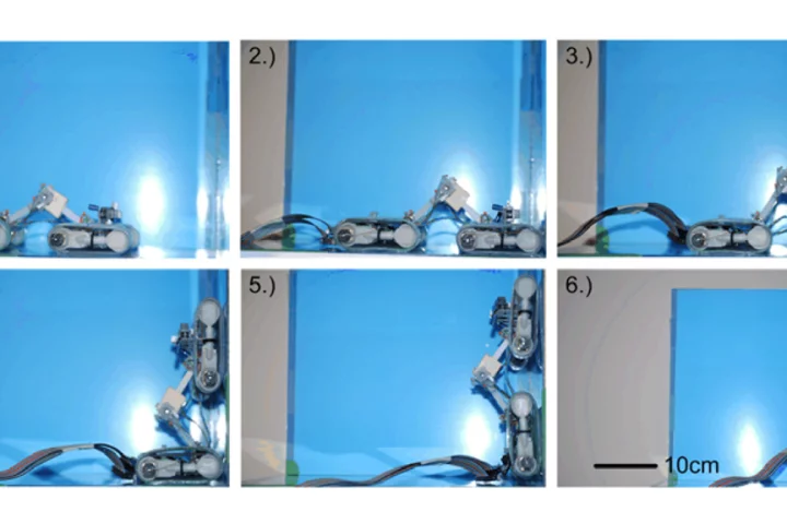 The TBCP-II can transfer from horizontal to vertical surfaces over inside corners (as seen here) and outside corners