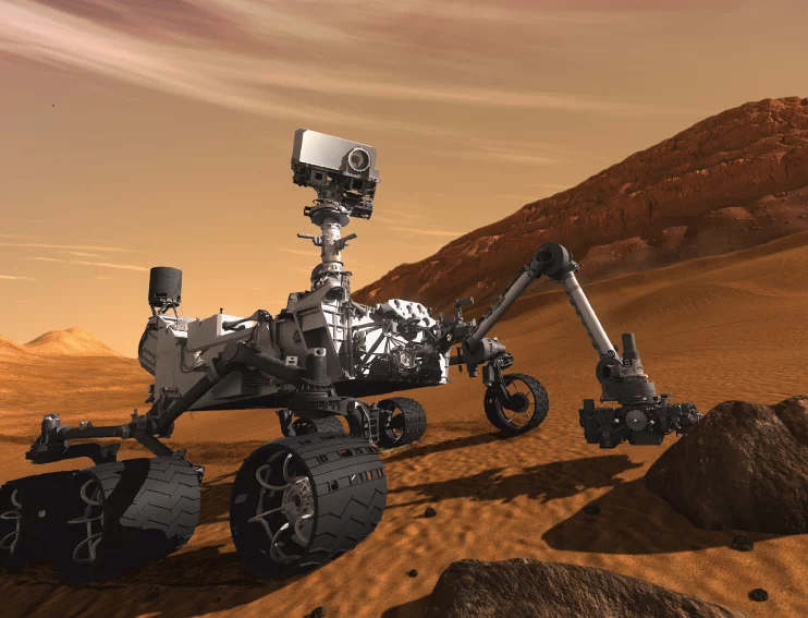 Artist's rendering of Curiosity in Gale Crater, Mars(Image: NASA)