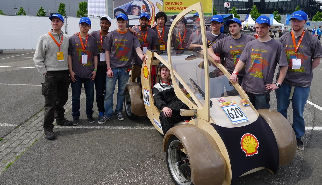 Aston University's hydrogen-fueled, flat-pack cardboard and plywood creation