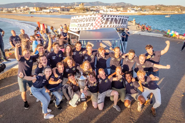 The Stella Vita team at TU Eindhoven celebrating the completion of a European road trip on October 15