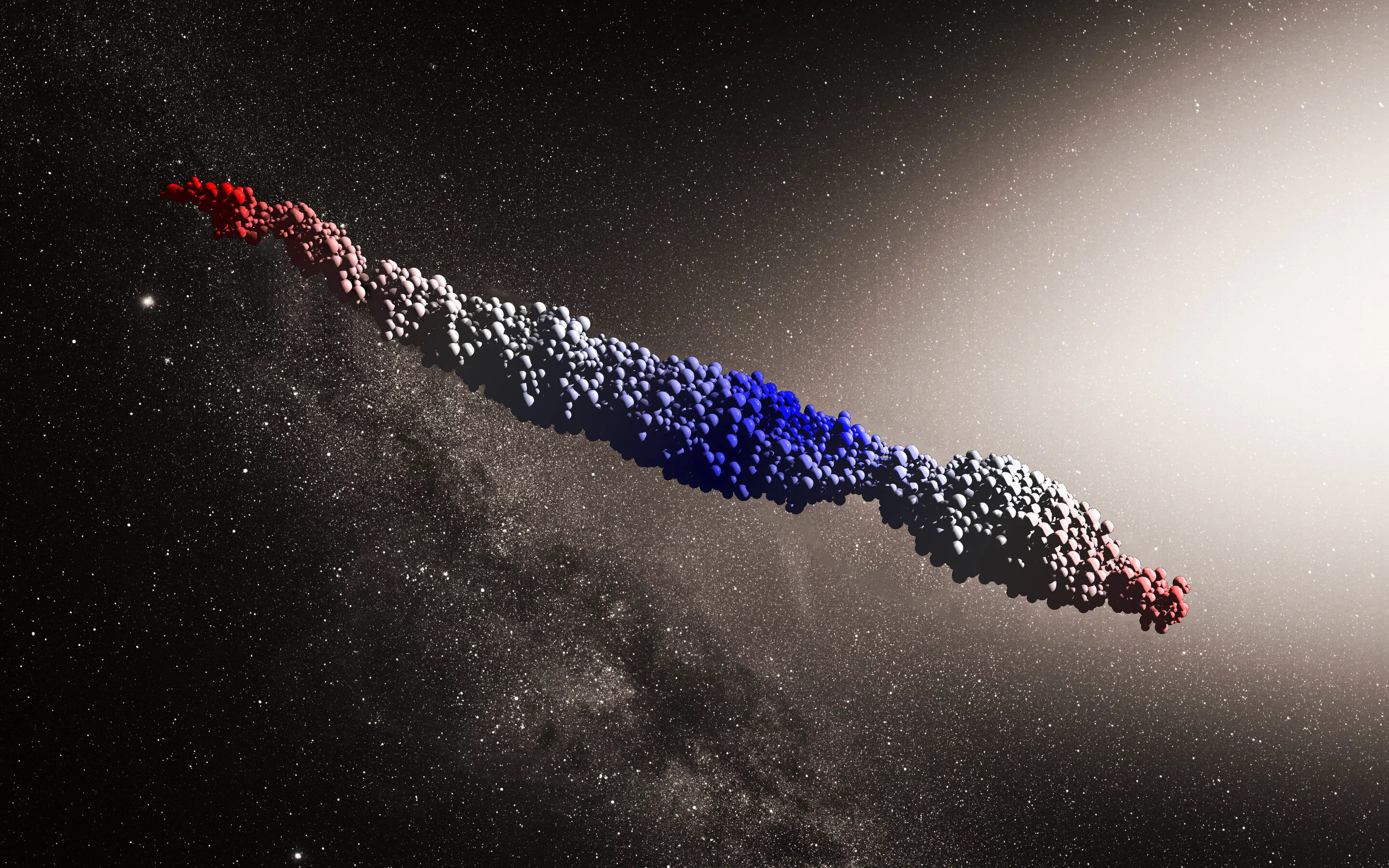 A model of an 'Oumuamua-like object, produced through the team's computer simulations