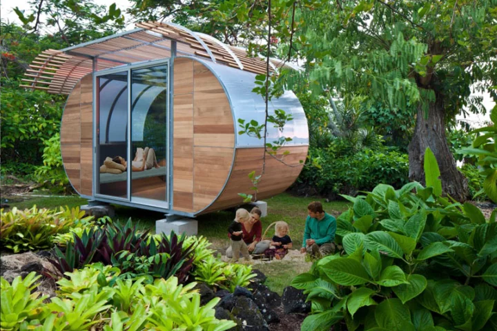 House Arc is a prefabricated off-the-grid housing solution that facilitates compact living