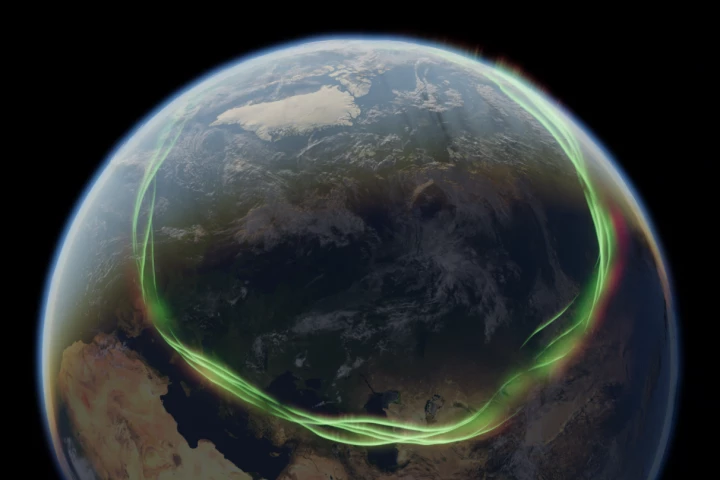 An artistic impression of what the aurora might have looked like 41,000 years ago during the Earth's polar reversal