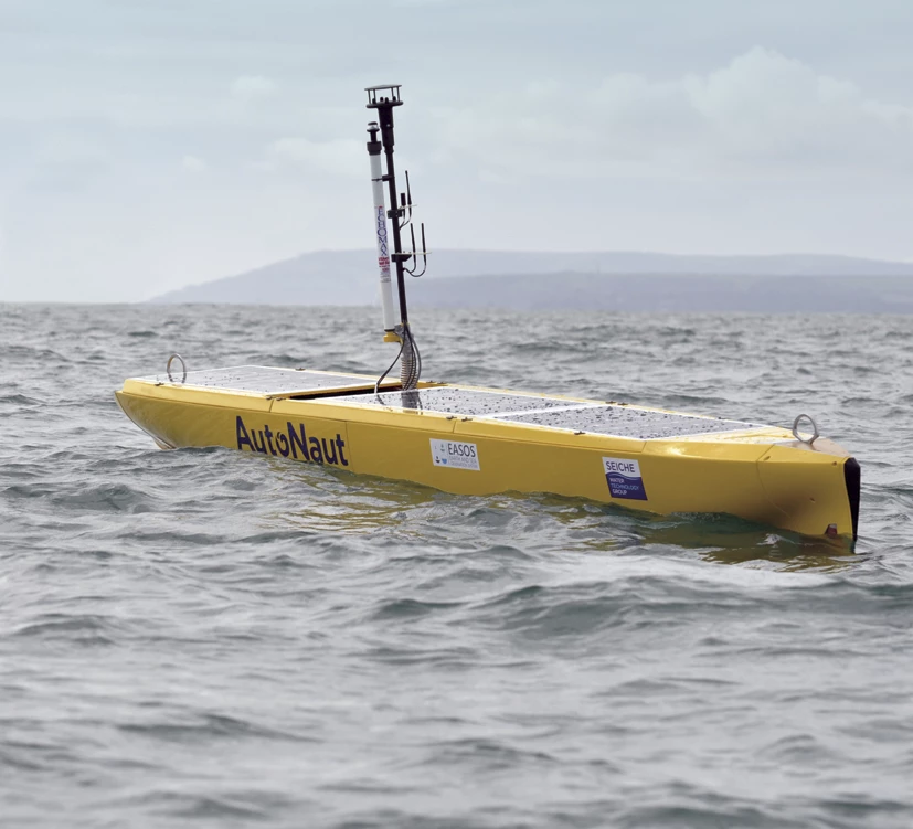 Measurements are collected and data processed onboard the AutoNaut itself, with the information then transmitted to home base via satellite