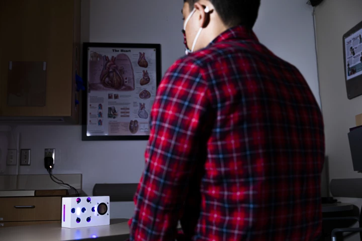 In its current form, the speaker is designed for to allow for one-off checks in which a concerned patient can sit in front of it and get a reading on their heart