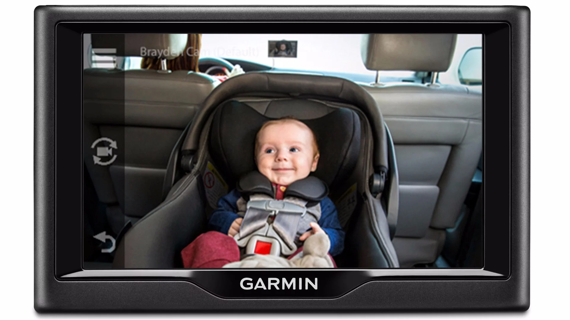 Garmin's babyCam puts a live feed of rear passengers on compatible Garmin GPS navigation displays