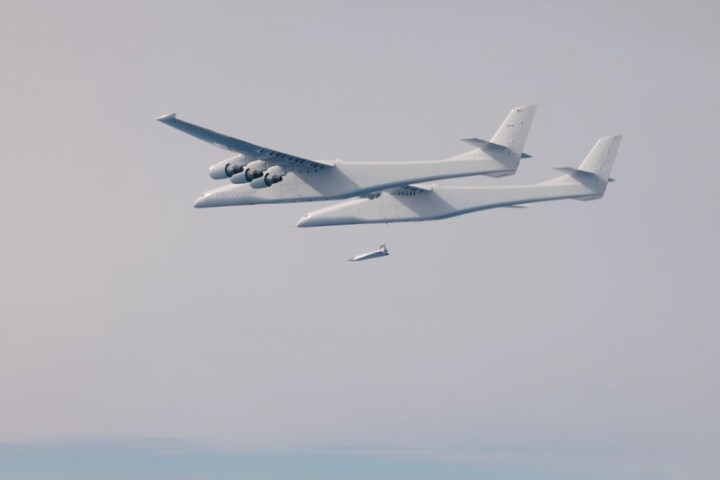 Stratolaunch Systems' Talon-A1 (TA-1) gets released from the Roc – the world's largest aircraft – before firing up its rocket engine