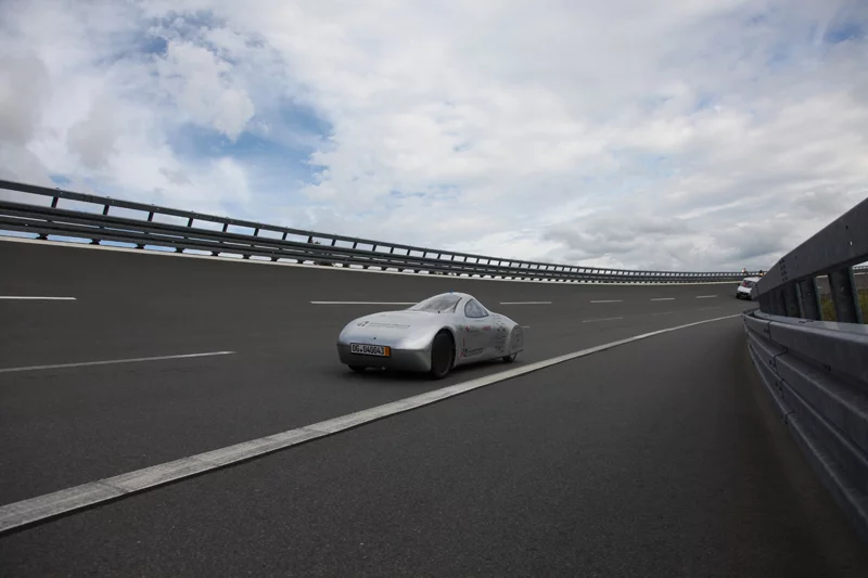 The Schluckspecht E electric vehicle at the Bosch test track