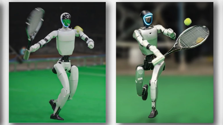 Humanoid robot learns to play tennis with AI