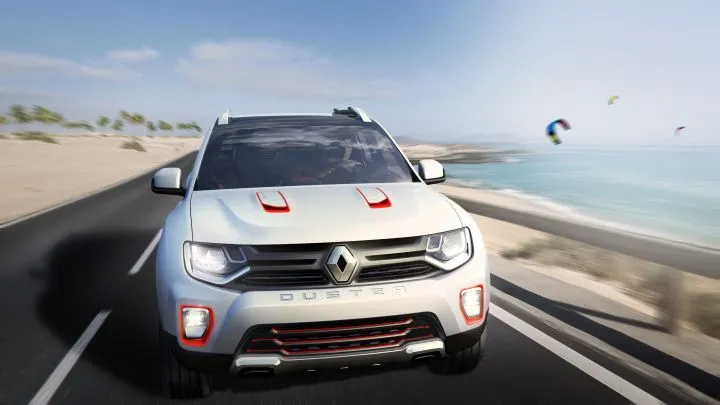 The Duster Oroch's face blends Dacia's current brand identity with some influence from the 2012 D-Cross concept