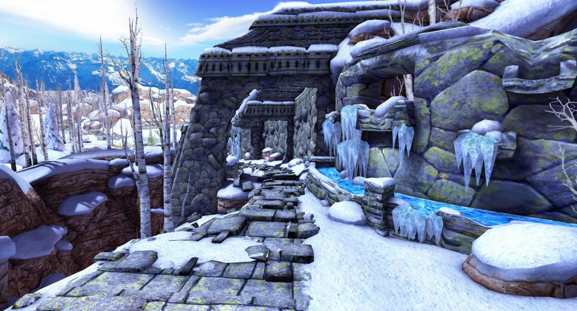 Screenshot from Temple Run VR, the Gear VR game we used on the stationary bike