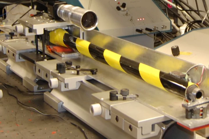 A lab prototype of ORNL's Reticle Compensating Rifle Barrel Reference Sensor (Image: ORNL/Ron Walli)