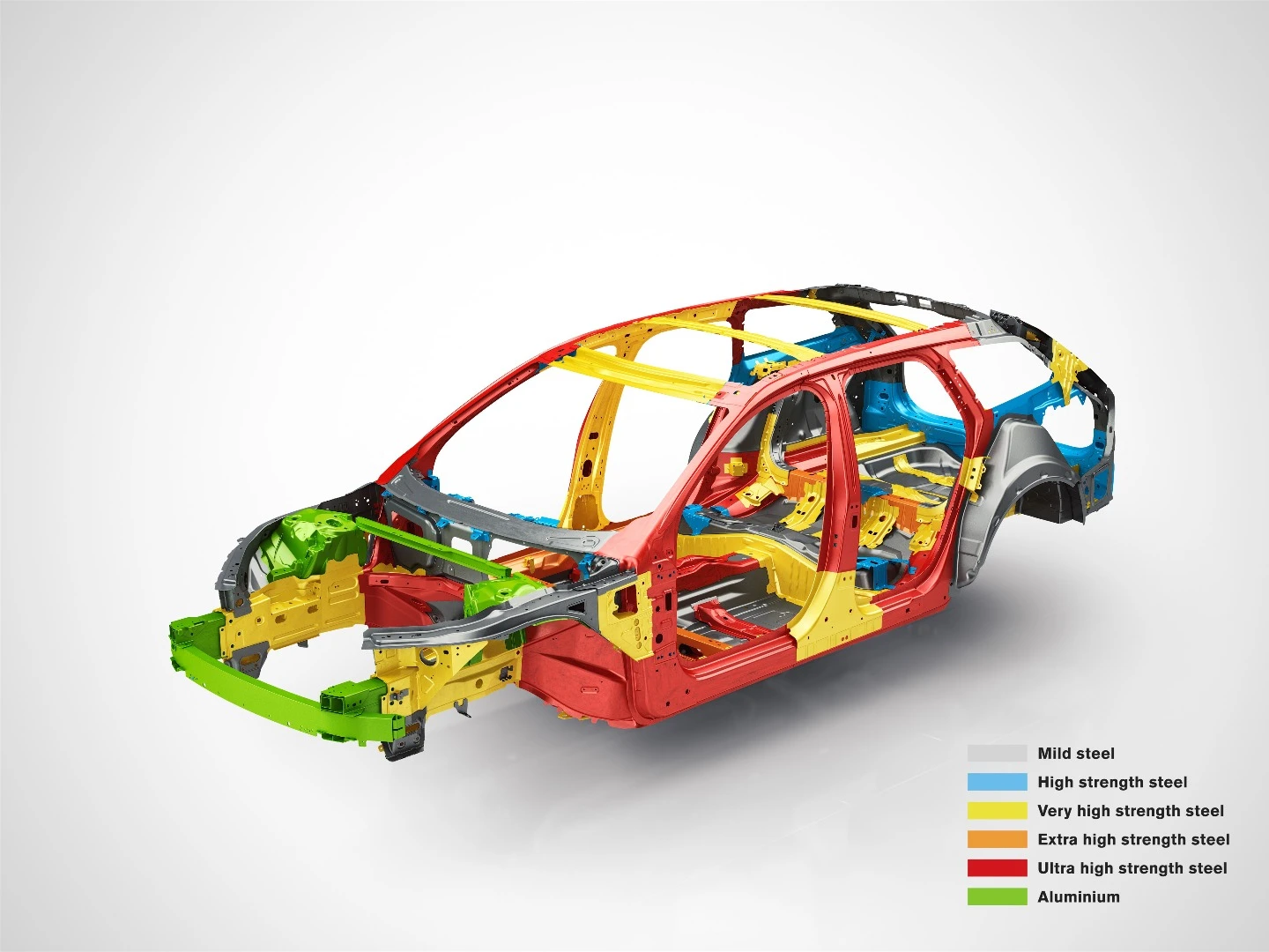 The car's body embraces a mix of materials for a stiff, light structure