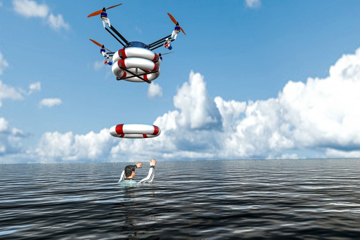 Pars aerial robot delivers a payload of life preservers to drowning victims