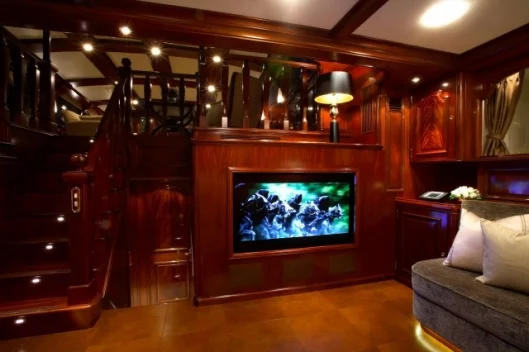 Not a mansion, but a yacht ... a 160ft sailing yacht crammed with the latest entertainment, automation, navigation and communications gear