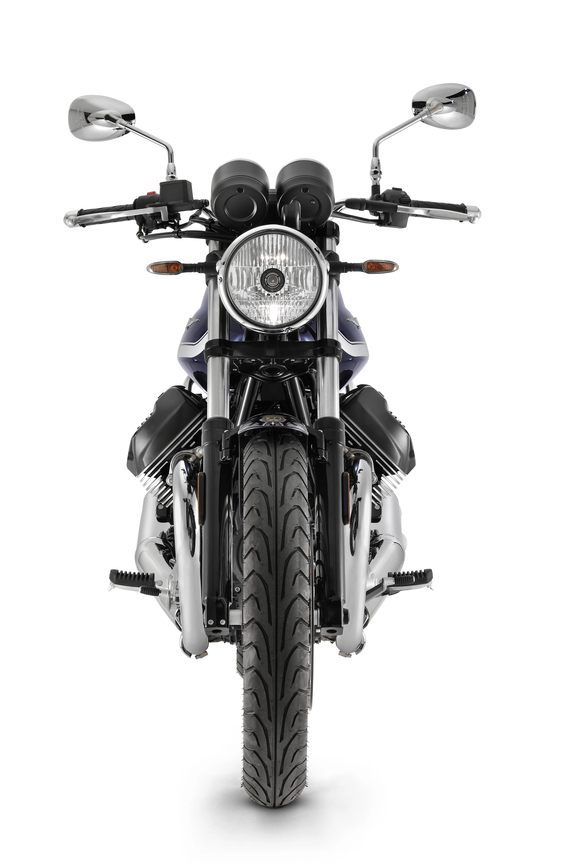 The 2021 Moto Guzzi V7 Special retains the classic front headlight, clean from eagle-shaped DRLs