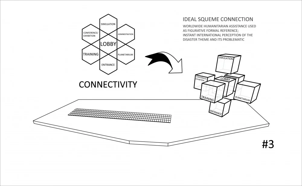 The design resembles an emergency cross symbol that has fallen onto its side, as if affected by an earthquake (image: OODA)