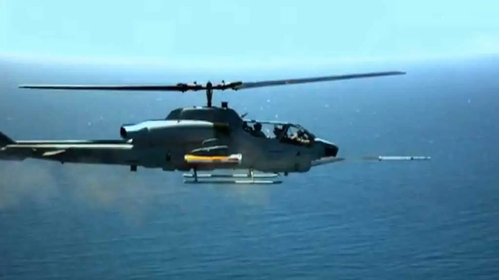 Test firing of an LCITS rocket from an AH-1 Cobra helicopter