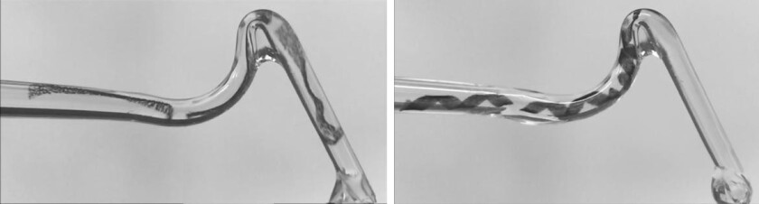 The team tested the micro-robots in narrow glass tubes, where they swam through liquids of different viscosities flowing at different rates