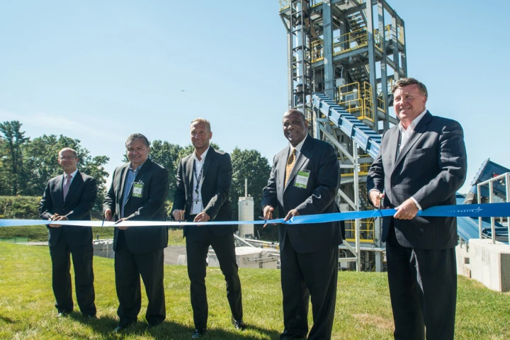 On 20 September 2016, Lockheed Martin executives officially open the new waste-to-energy plant at the firm's Owego, New York, aircraft manufacturing facility.