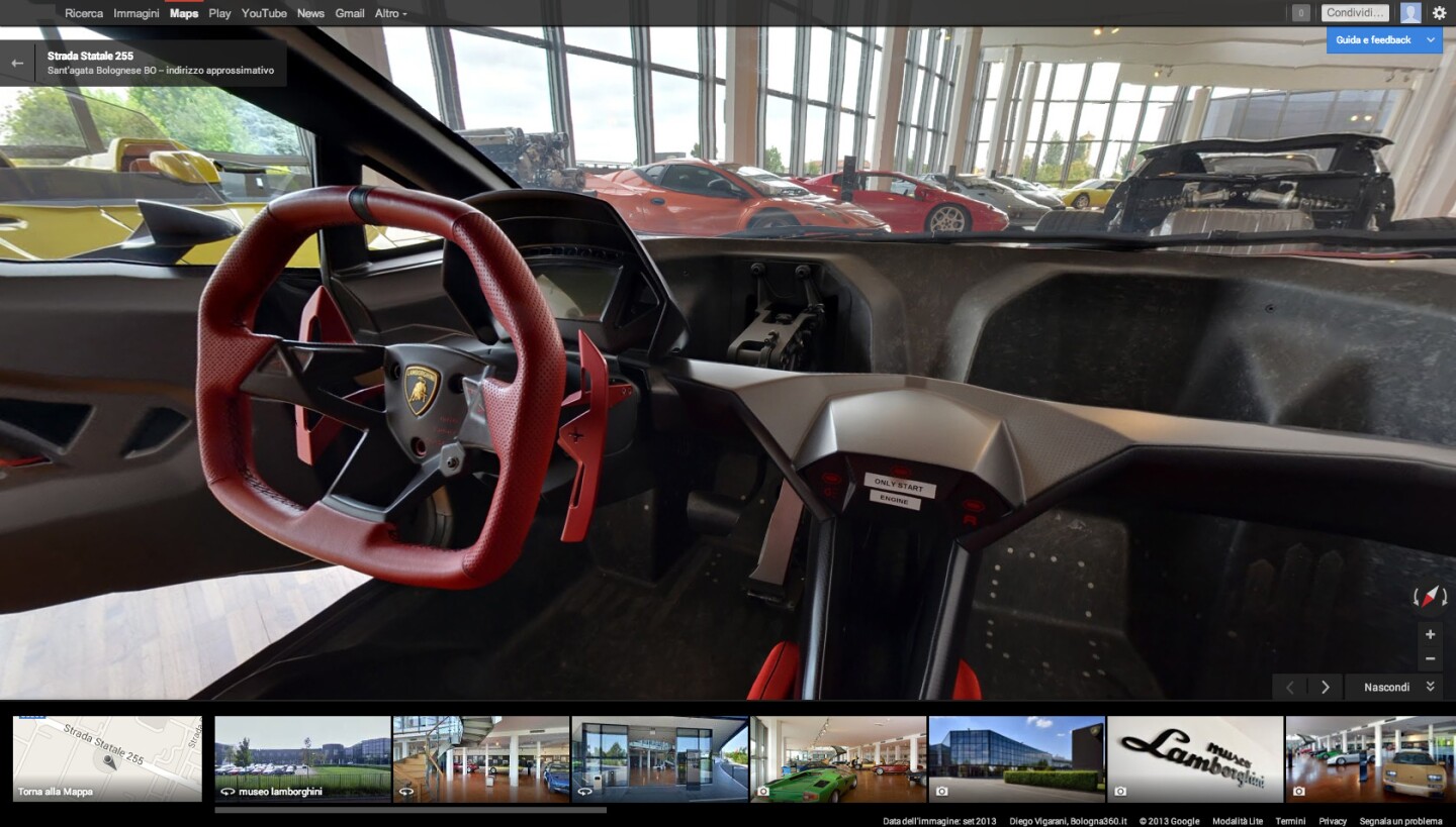 Using Lamborghini's new Google Map tour, you can "sit" inside select vehicles