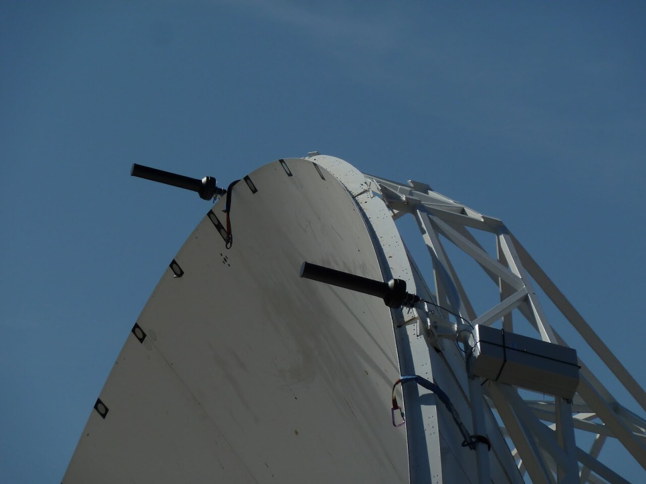 Two of the eight small radio-frequency sensors that comprise the SARAS system (Photo: ESA/Isdefe)