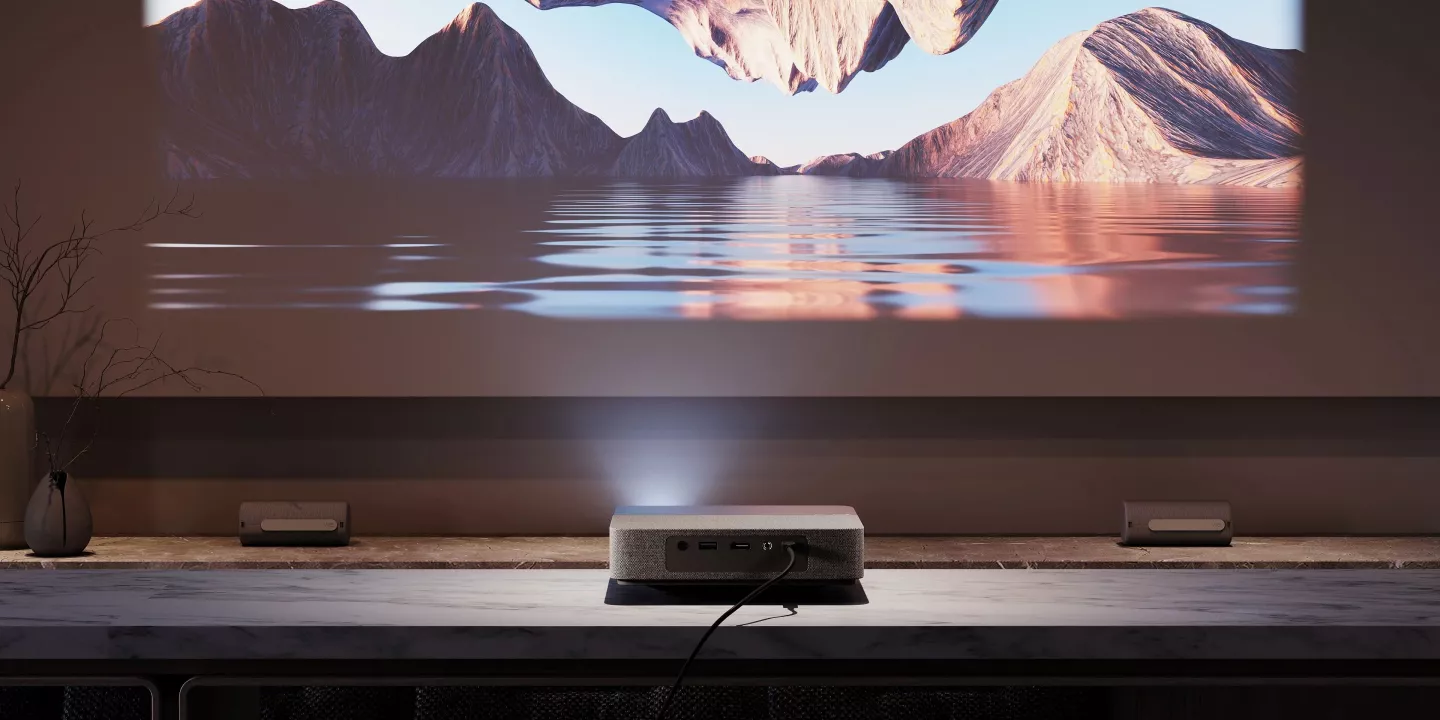 The We.Beam's ALDP light source puts out "true 500 ANSI lumens" and can throw Full HD visuals at up to 120 inches, though Loewe reckons the sweet spot is 80 inches