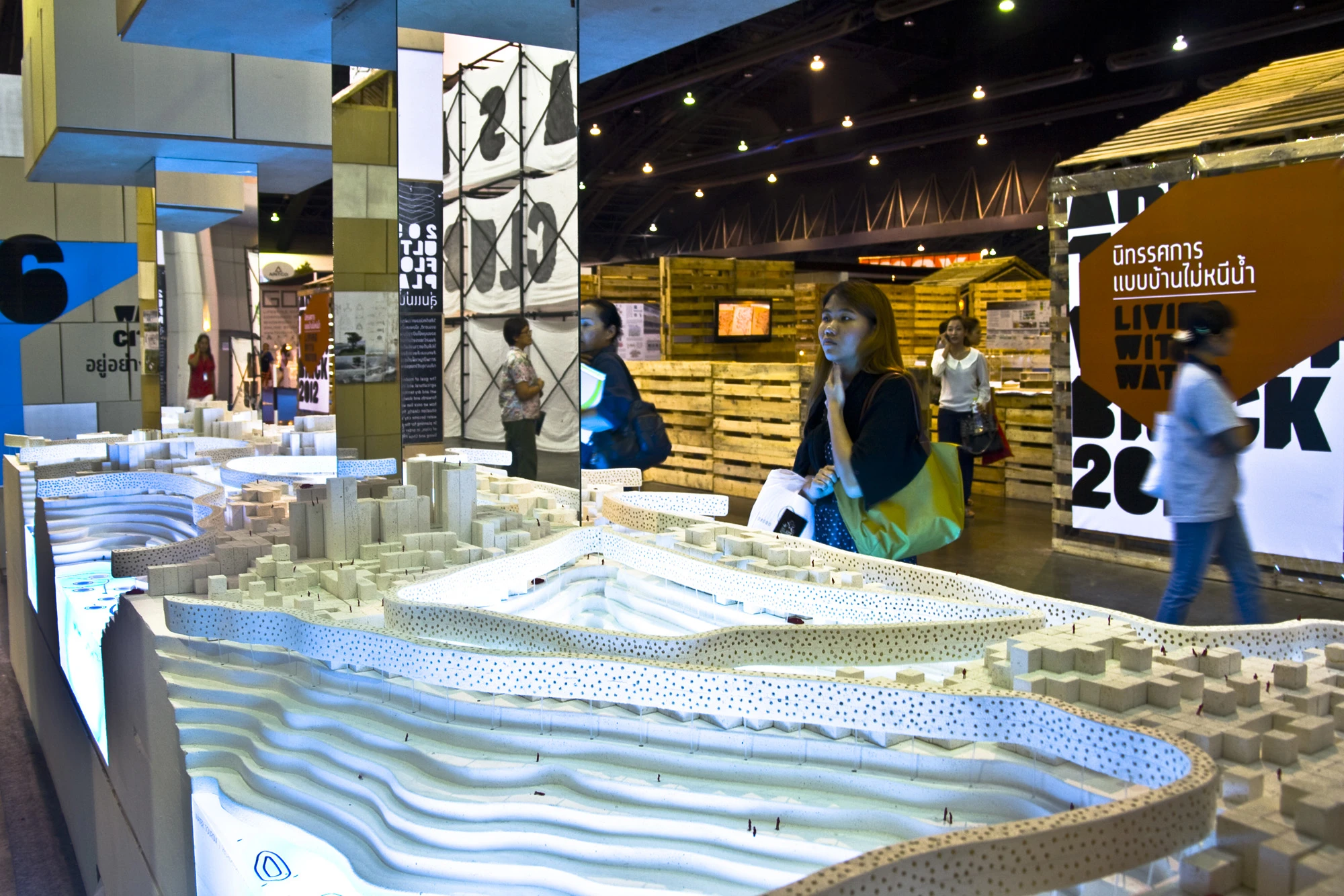 The relative depth of the reservoirs is clear in Shma's physical model of the conceptual Ayutthaya of the future on display at Architect Expo 2012