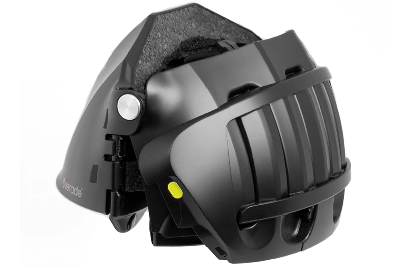 The overade bike helmet folds down to a compact size